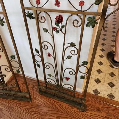 Vintage Ornate Very Heavy Metal Wrought Iron Gates 47" x20" each