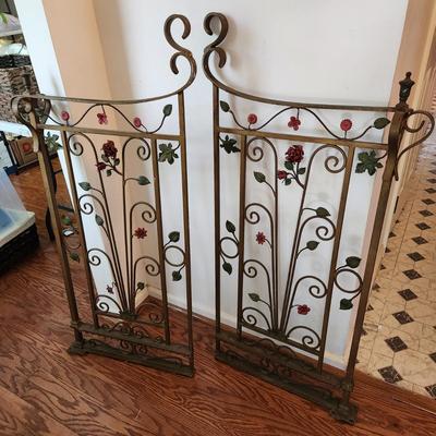 Vintage Ornate Very Heavy Metal Wrought Iron Gates 47" x20" each