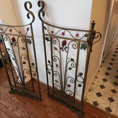 Vintage Ornate Very Heavy Metal Wrought Iron Gates 47" x20" each
