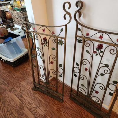 Vintage Ornate Very Heavy Metal Wrought Iron Gates 47" x20" each