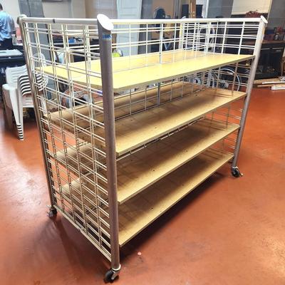 Lot #115 Double Shelving Unit on Wheels - 4 shelves
