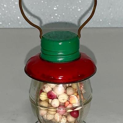 Antique Glass Lantern Candy Container