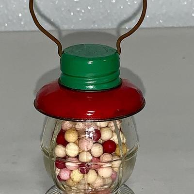Antique Glass Lantern Candy Container