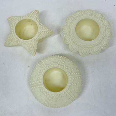 Lot of (3) Party-lite Drifters Sea Life Tea-light Candle holders