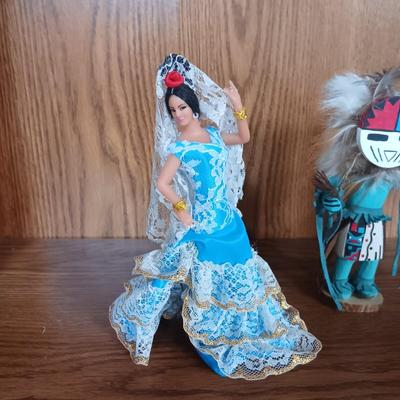 KACHINA (SUNFACE) AND 2 OTHER DOLLS FROM OTHER COUNTRIES