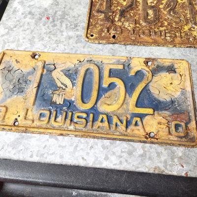 Lot #122 Lot of 3 Antique Louisiana Car License plates - 2 from 1950, 1 from 1949