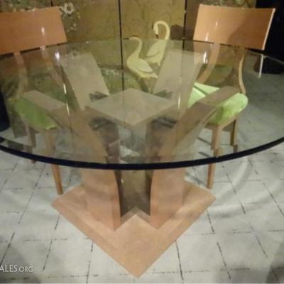 LOT 83C: EXCELSIOR DESIGNS DINING TABLE AND 4 CHAIRS