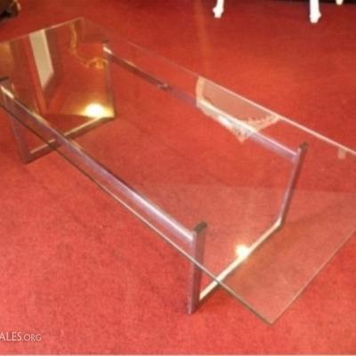 LOT 101: 2 PC MODERN CHROME COFFEE AND END TABLE SE