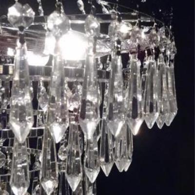 LOT 139: FRENCH EMPIRE STYLE CRYSTAL CHANDELIER, SILVER FINISH