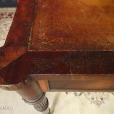 LOT 111: ANTIQUE LOUIS XVI STYLE GAME TABLE WITH LEATHER TOP