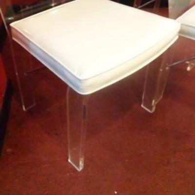LOT 96G: 4 HILLS MANUFACTURING LUCITE CHAIRS, WHITE VINYL SEATS