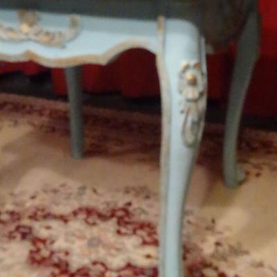 LOT 123A: LOUIS XV STYLE TABLE, SKY BLUE AND GOLD