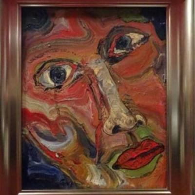 LOT 11: ALEXANDER GORE OIL ON BOARD PAINTING, ABSTRACT FACE