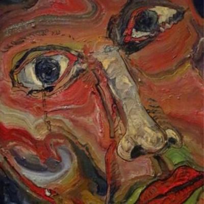 LOT 11: ALEXANDER GORE OIL ON BOARD PAINTING, ABSTRACT FACE