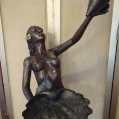 LOT 110: LARGE BRONZE SCULPTURE, MERMAID, ALSO A FOUNTAIN