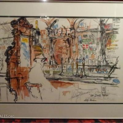 LOT 79A: LARGE LEROY NEIMAN SERIGRAPH, STAG'S HEAD BAR SCENE, HAND SIGNED
