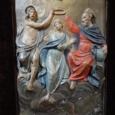 LOT 147: TWO PAINTED TERRA COTTA PLAQUES, AFTER THE MADONNA DELL'ORTO CHURCH