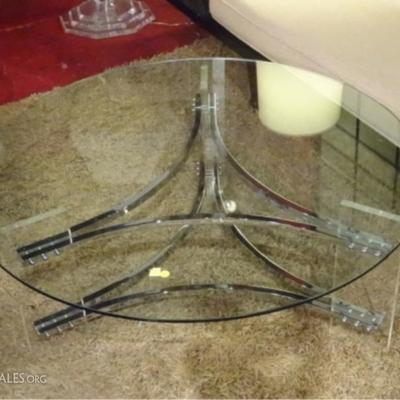 LOT 83D: MODERN LUCITE AND CHROME COFFEE TABLE