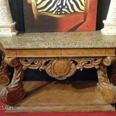LOT 76B: LARGE FRENCH EMPIRE STYLE WOOD CONSOLE TABLE