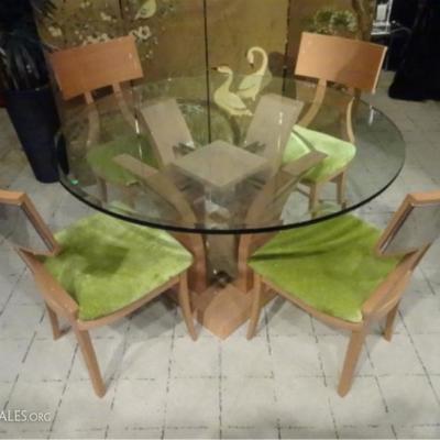 LOT 83C: EXCELSIOR DESIGNS DINING TABLE AND 4 CHAIRS