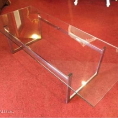 LOT 101: 2 PC MODERN CHROME COFFEE AND END TABLE SE