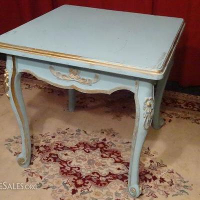 LOT 123A: LOUIS XV STYLE TABLE, SKY BLUE AND GOLD