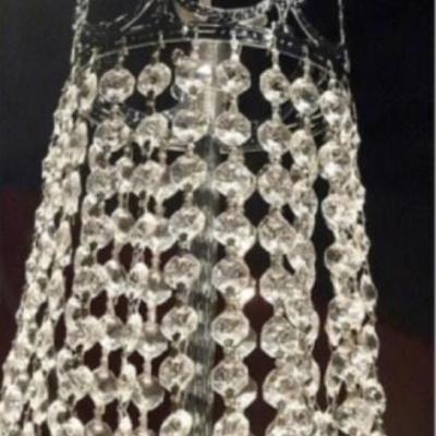 LOT 139A: FRENCH EMPIRE STYLE CRYSTAL CHANDELIER, SILVER FINISH