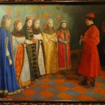 LOT 72: LARGE RUSSIAN OIL PAINTING ON BOARD