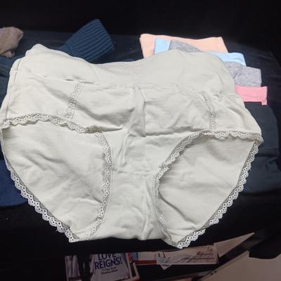 LADIES SOCKS, PANTIES, FLIP FLOPS AND CLOTH STORAGE BOX