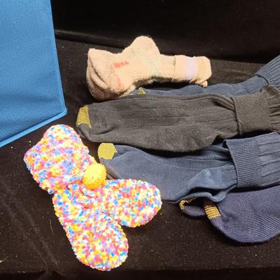LADIES SOCKS, PANTIES, FLIP FLOPS AND CLOTH STORAGE BOX