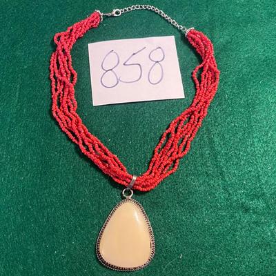 Vintage Red Bead Necklace
