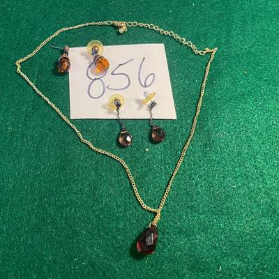 Necklace and Pierced Earrings