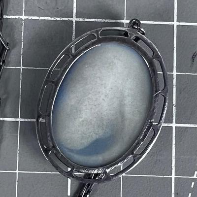 Blue Cabochon on a Sterling Pendant on Chain