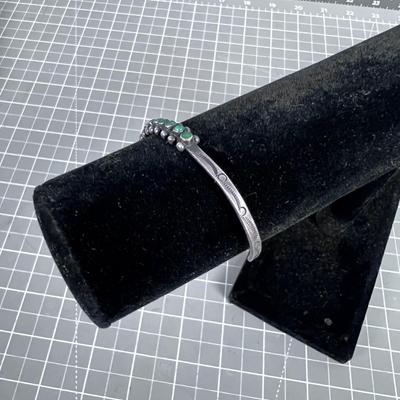 Petite / Delicate Silver and Turquoise Old Pone Bracelet