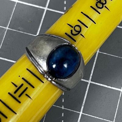 Large Sterling with Blue, Glass? Stone 