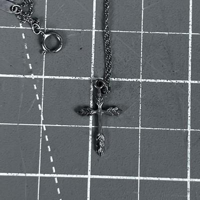 Sterling Silver Pendant Cross with a 10 K Chain. Petite! 