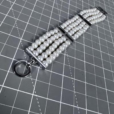 925 Silver and White Pearl 4 Strand Bracelet 