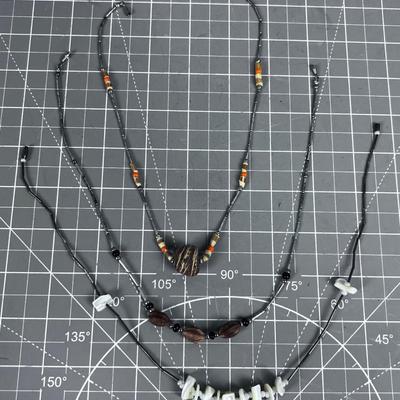 (3) Liquid Silver Necklaces, Beads & Shells 