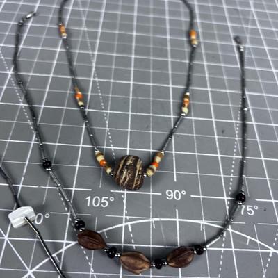 (3) Liquid Silver Necklaces, Beads & Shells 