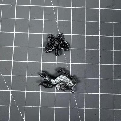 2 Charms: Uniform & Butterfly in Sterling Silver