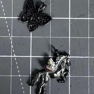 2 Charms: Uniform & Butterfly in Sterling Silver