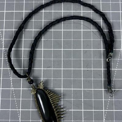 Strange Necklace Brass and Leather