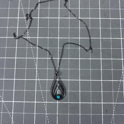 925 Turquoise Pendant with Chain