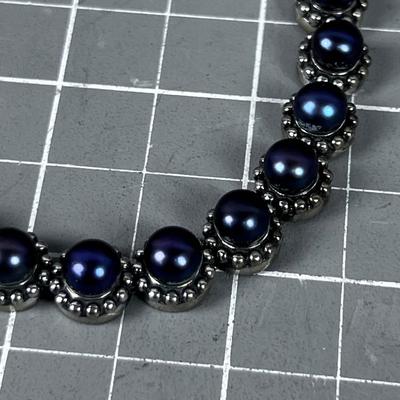 925 Purple / Blue  Pearl Bracelet 