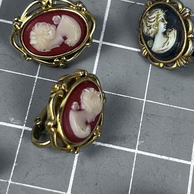 3 Cameo Clip on Earrings 