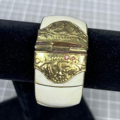 Carve Bone & Brass Bangel Bracelet