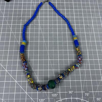 Glass and Ceramic Bead Necklace 