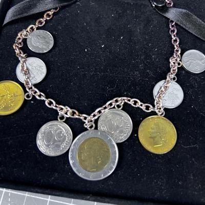 COIN Bracelet and Necklace in Presentation Box. 