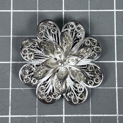 Sterling Pin or Pendant Filigree  Marked 925 