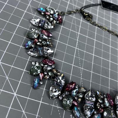 Bauble Bar Rhinestone Antique Brass Necklace